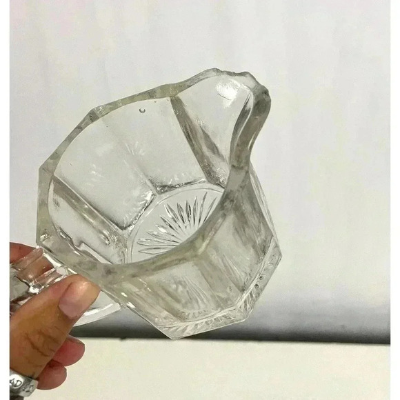 VTG 3 Pc Clear Glass Cup Small Pitcher Jar with Lid Avon Crystal - Picture 2 of 16